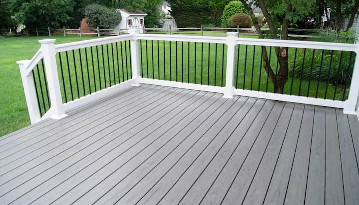 A new, grey deck installation in Melbourne, FL.